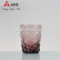 Taza de vaso de vidrio nórdico rosa rosa en relieve